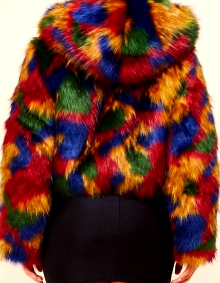 Multicolored Faux Fur Coat - Picture 2 of 5